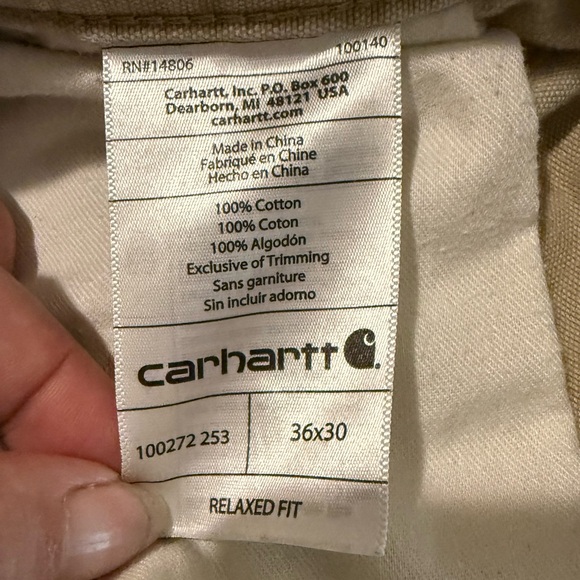 Carhartt Cargo Carpenter Pocket Pants 36 x 30 Khaki Mens Relaxed Fit - Picture 7 of 10